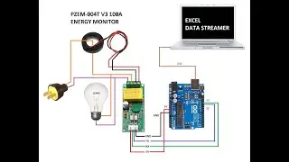 Simple Energy Monitor using PZEM-004T, Arduino, and Excel Data Streamer