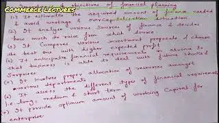Financial planning (meaning, objectives and importance) || class 11 entrepreneurship notes
