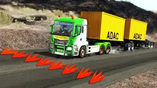 Trucks vs Spikes #3 | BeamNG.DRIVE