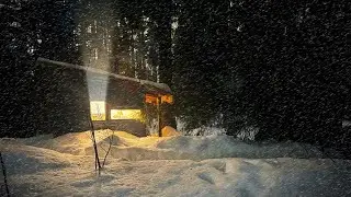 Winter Snowstorm: Lost the way to DUGOUT. I hide in a Hut in the Woods. Campfire Cooking