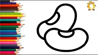 How to draw a bean. Coloring page/Drawing and painting for kids. Learn colors.