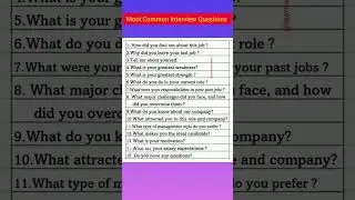 Interview In English 🗣|Most common interview Questions #shorts #viral