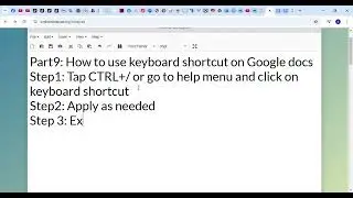 Part9 how to use keyboard shortcuts on Google docs