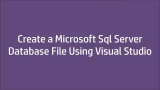 Create Sql Server Database File Using VisualStudio 2015