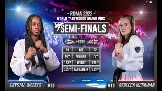 229 W+67kg SF WEEKES Crystal PUR 🔵 vs 🔴 MCGOWAN Rebecca GBR I Rome 2022 World Taekwondo GP