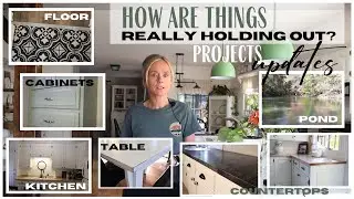 Painted Projects Updates ~ Stenciled Floor Update ~ Pros and Cons of Painted Cabinets~Painted Floors