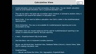 calculation view and its properties in sap hana , sap hana bw4 hana videos