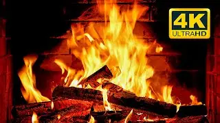 🔥 Cozy Night by the Fireplace 4K. Fireplace with Burning Logs and Fire Sounds (NO Music)