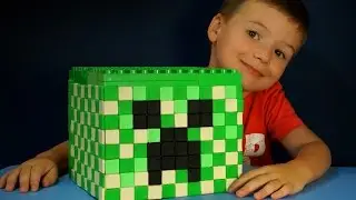 Giant Play Doh Lego Minecraft Creeper Head with Surprise Eggs. Minecraft Toys for Kids by KokaTube