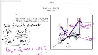 Statics - Final Exam problem 1 overview (equilibrium of a particle)