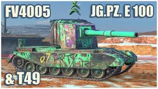 FV4005, Jg.Pz. E 100 & T49 • WoT Blitz Gameplay