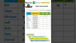 Age calculator in Excel 