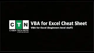 VBA for Excel Cheat Sheet - Cyber Tech Note