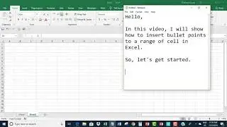 Insert bullet points to a range of cell in Excel