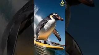 🐧🏄  Penguin Surf Time 🏄🐧 #aiart #penguin #fun