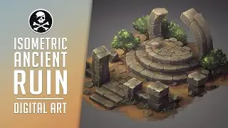 ISOMETRIC ANCIENT RUIN in Photoshop! Digital Drawing Process ● SephirothArt