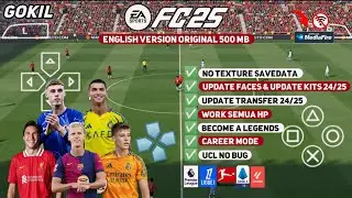 eFootball PES 2025 PPSSPP No Textur Save Data Mod FC 25 New Kits 2024/25 Real Face Graphics HD