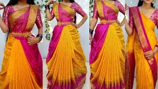 Silk Saree Bridal Draping Style/How to wear sari in different way/Sari wearing new Style/Sari design