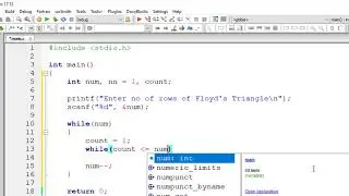 C Program To Print Floyds Triangle In Reverse