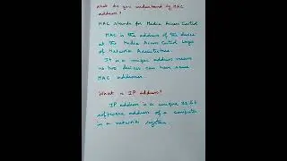 Definition of MAC address and Definition of IP address