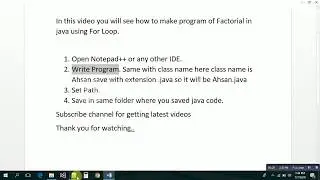 How to make Program of Factorial Using For Loop in Java?