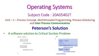 Peterson's Solution-Critical Section Problem-Operating Systems-20A05402T