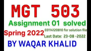 MGT503 Assignment 1 Solution Spring 2022 || MGT503 Assignment 1 Solution 2022