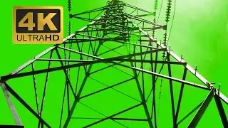 High Voltage Electric Pole - Green Screen Footage Video Free 4K UHD