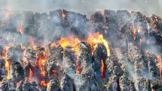 Drone Video | Hay fire to burn for weeks, officials say