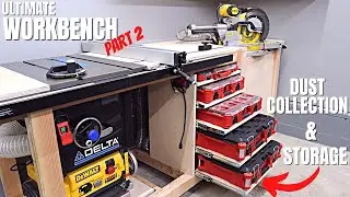 DIY Mobile Workbench Part 2 | All In One Woodworking | Dust Collection & Milwaukee Packout Storage