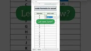 Find the ASCII value of all characters? #exceltutorial