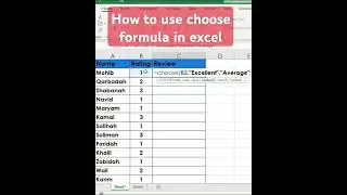 How to use choose formula in excel 