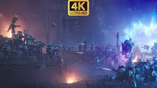 WARHAMMER 40K Ultramarine Army vs Army of Tzeentch Battle Scene Cinematic 4K
