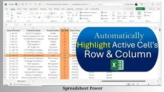 Automatically Highlight Active Cell Row and Column in Excel