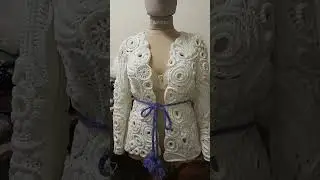 Вяжу жакет ирландским кружевом из толстой пряжи.