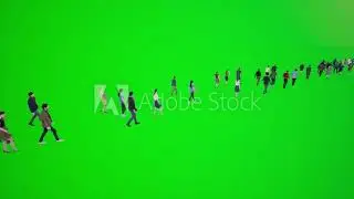 3D animation of a group of people walking chroma key green screen 3d people rendering