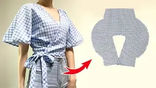 DIY Butterfly Wrap Top / Simple shirt / Crop top Tutorial / For Beginner