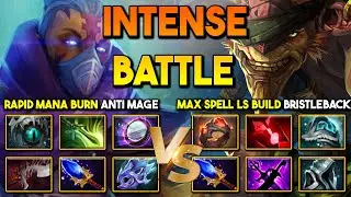 INTENSE LATE GAME BATTLE | Rapid Mana Burn Anti Mage Vs. Max Spell Lifesteal Build Bristleback DotA2