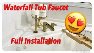 Roman Waterfall Tub Faucet Install || TapLong Widespread Deck Mount || Brushed Gold 3-Hole w/Sprayer