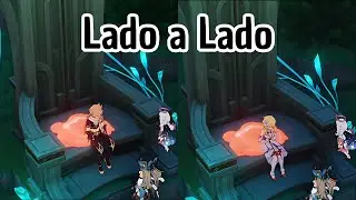 Aether y Lumine sentados en el Trono con Pegamento