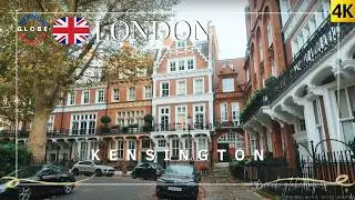 🍁🎃WEST LONDON Cosy Autumn 4K Walking Tour 🇬🇧 Kensington High Street ➜ Gloucester Road Posh Mews