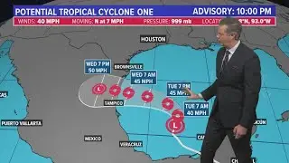 Tropical update: Team coverage of possible flooding in Southeast Texas | 10 p.m. Monday