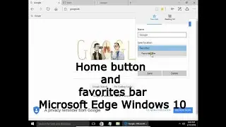 Home button and favorites bar Microsoft Edge Windows 10