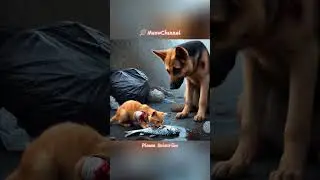 The alcoholic father kicked the kitten out of the house, but a dog saved the kitten.