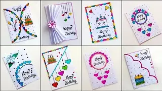 8 Easy & Beautiful white paper Handmade Happy  Birthday Greeting Card making 2024|DIY Birthday  Card