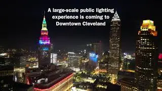 Preview of Cleveland's new light display seen from drone