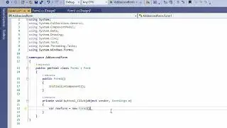 how to add second form in Window form application, open 2nd form using button. C# visual programing