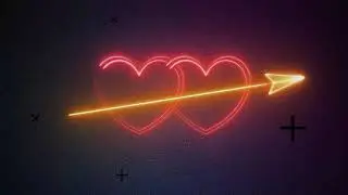 Two Neon Hearts With Arrow By 5 Min Edit