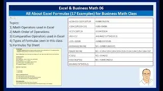 Excel & Business Math 06: All About Excel Formulas (17 Examples) for Business Math Class