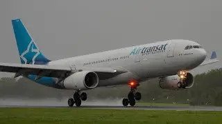 WET LANDINGS at Manchester Airport during Storm Babet - October 2023